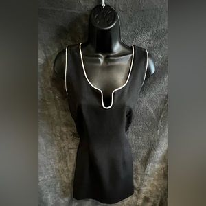 XOXO little black dress with white trim. Zip back